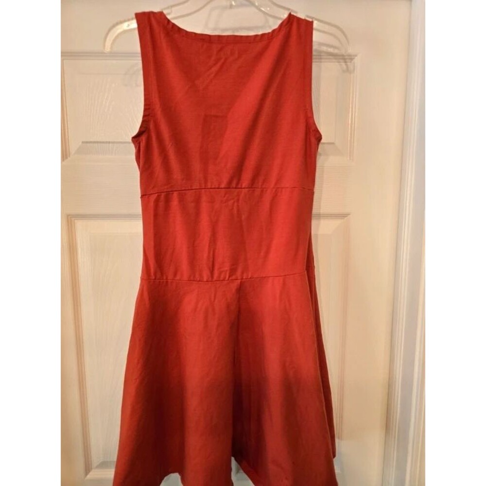 Quince Women Organic Stretch Jersey Drop Waist Mini Dress Sz Small Chile Red